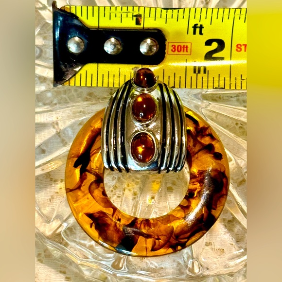 🐢VINTAGE LARGE FASHION TORTOISE CLIP-ON CIRCLE LOOP EARRINGS🐢 - Picture 7 of 8